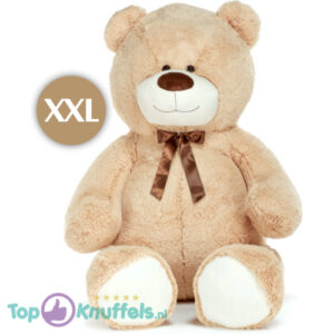 Teddy Bear Whiteh Bow Plush Toy (Beige) (Extra Large) XXL 130 cm