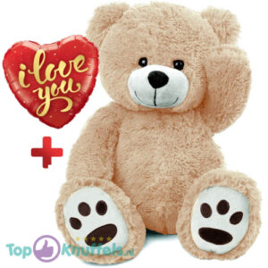 Teddy Bear Charlie Plush Toy XXL 100 cm + Ballon Love Goud 46 cm