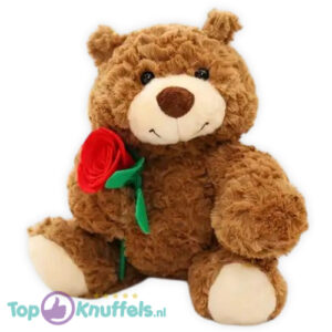 Teddy Bear Brown Whiteh Rode Roos Plush Toy 25 cm