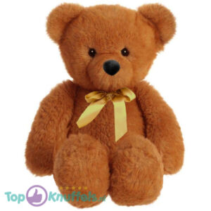 Teddy Bear Snuggles (Brown Whiteh Gouden Bow) Plush Toy 30 cm