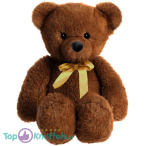 Teddy Bear Snuggles (DonkerBrown Whiteh Gouden Bow) Plush Toy 30 cm