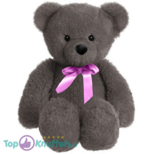 Teddy Bear Snuggles (Donkergrijs Whiteh Pink Bow) Plush Toy 30 cm