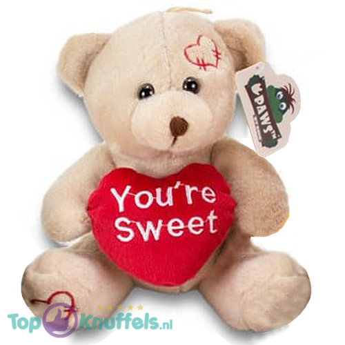 Teddy Bear Daisy Plush Toy Whiteh Heart (You’re Sweet) 20 cm