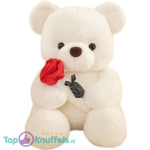 Bear Plush Toy White Whiteh Rode Roos 23 cm